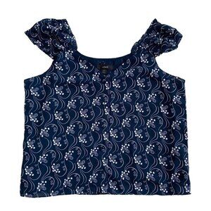 J Crew Womens Cap Sleeve Chiffon Slight Crop Short Button Down Blouse Size Small